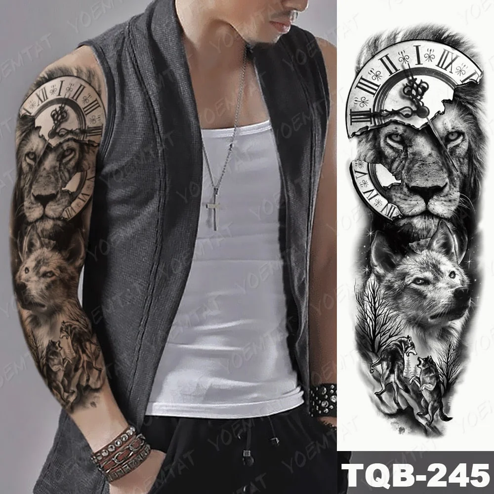 Large Full Arm Sleeve Tattoo Indian Forest Leopard Waterproof Temporary Tatoo Sticker Wild Tribe Men Women Body Art Tatto