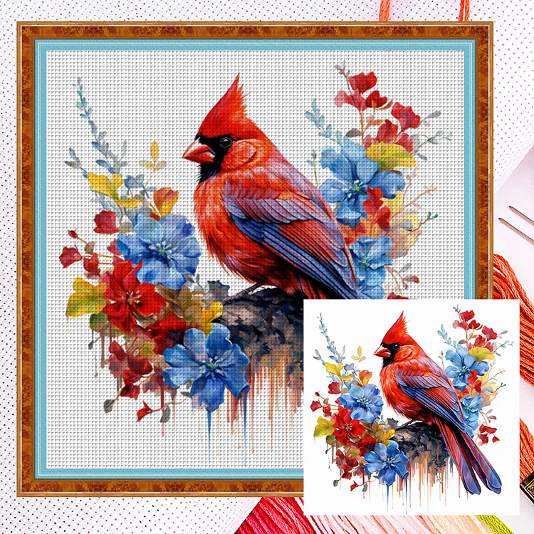 【Huacan Brand】Cardinal 11CT Counted Cross Stitch 40*40CM