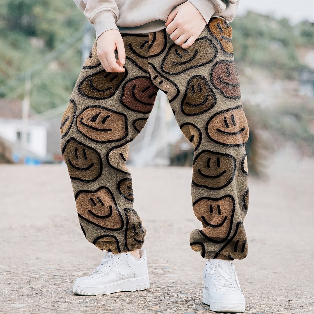 Retro Smiley Street Fleece Bungee Pants