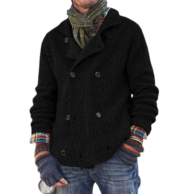 Men's solid color button knitted jacket