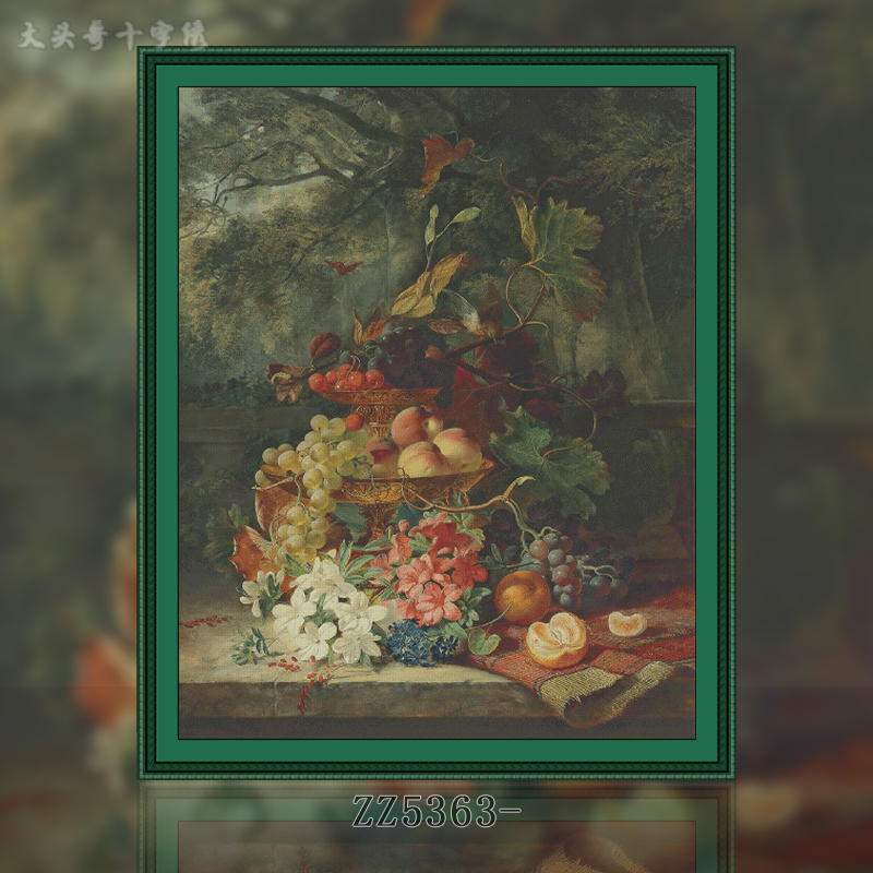 [ZZ5363-Oil Painting Flowers and Fruits in the Forest]  Painting Fairy Cross Stitch