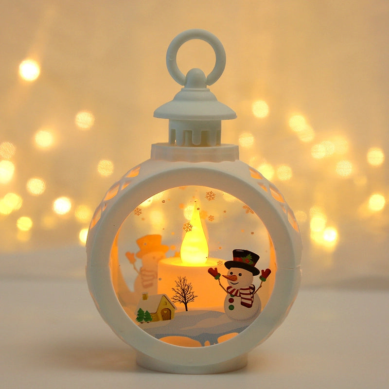Christmas Cute Pastoral Santa Claus Snowman Glass Indoor Party Festival Hanging Ornaments