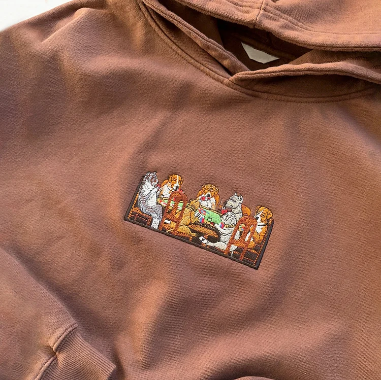 Unisex Vintagedog Embroidery Hoodie