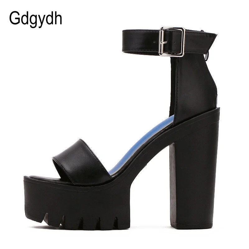 Gdgydh Drop Shipping White Summer Sandal Shoes for Women 2021 New Arrival High Thick Heels Sandals Platform Casual Russian Shoes