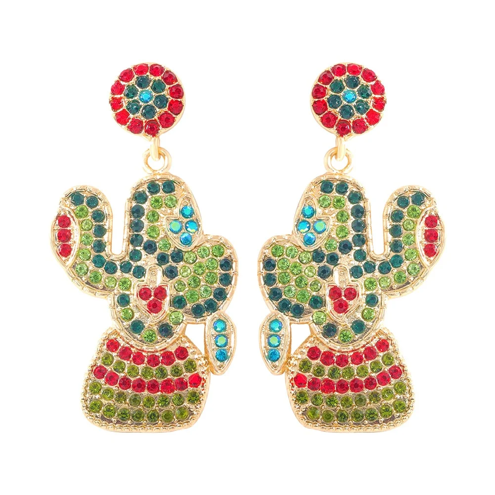 Dvacaman Sparkle Christmas Tree Candy Cane Gingerbread House Christmas Cactus Snowman Santa Drop Earrings For Women Cute Jewelry