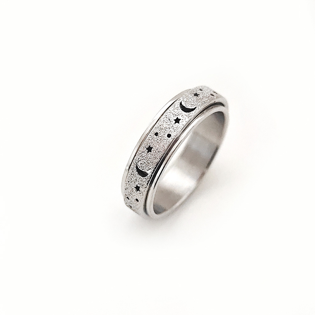 Unique Spinning Moon + Star Anxiety Ring for Men and Women 