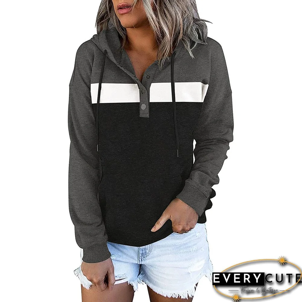 Black Colorblock 1/4 Zipper Pullover Sweatshirt