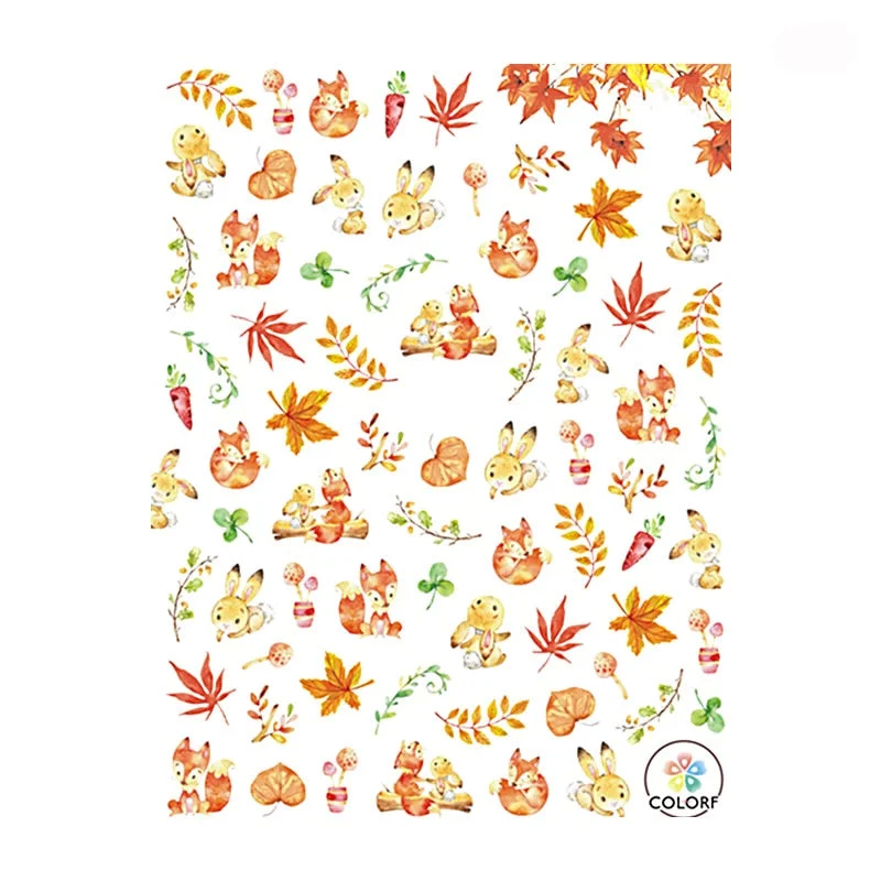 1 Sheet Flower Leaf Tree Green 3D Bronzing Nail Art Stickers Black White Sliders Summer DIY Decals for Nail Art Decoration