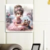Vie d’animaux de compagnie fille-plein diamant rond peinture-30 * 30cm