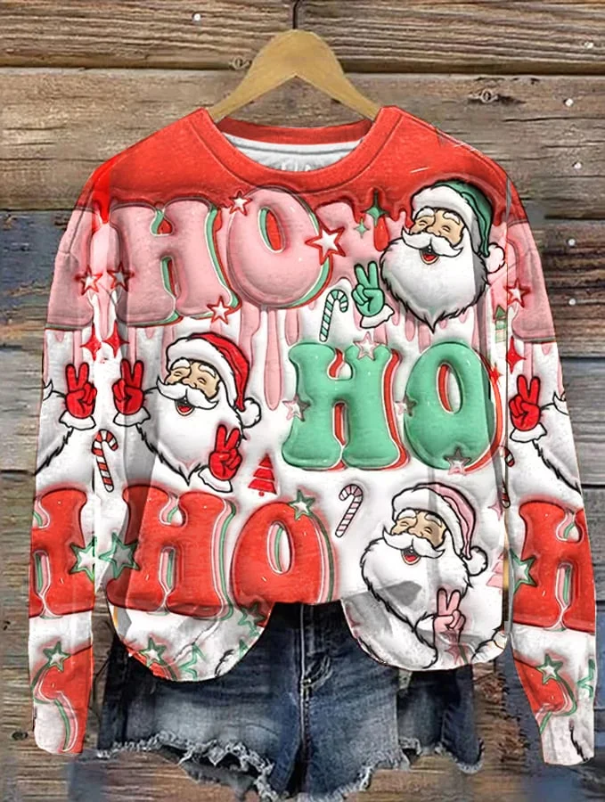 Women's Santa Claus Print Sweatshirt-mysite