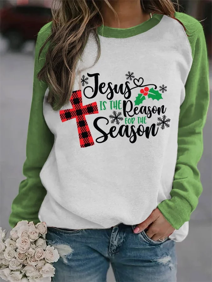 Women's Jesus The Reason For The Season Print Sweatshirt