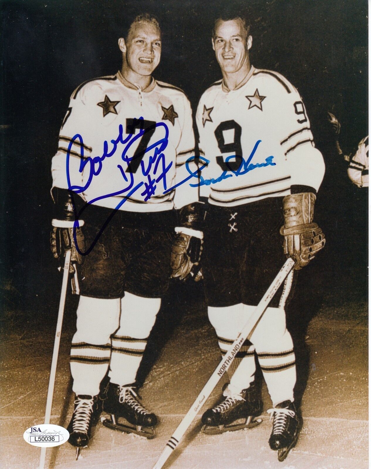 Gordie Howe Bobby Hull #0 8x10 Signed w/ JSA NHL Hockey 090918