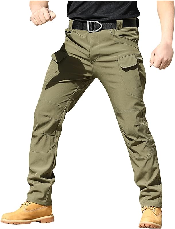 Cargo Pants For Men With Pockets Athletic Pants Military Fan Elastic Waistband Multi Pocket Work Casual Overalls