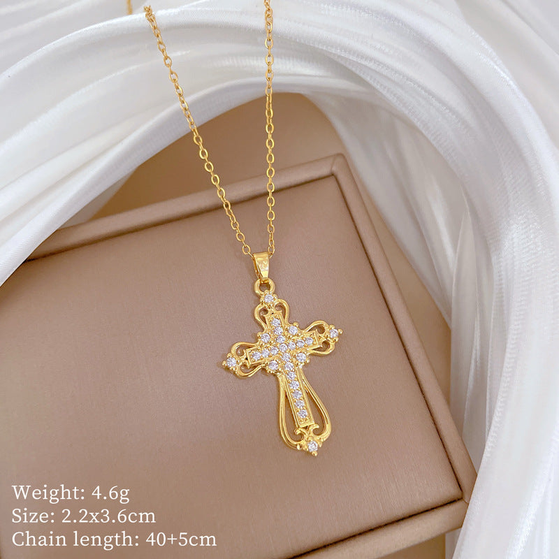 Copper Micro-Inlaid Necklace For Women Copper Micro-Inlaid Real Gold Electroplating Simple Ins Exquisite Clavicle Chain Neck Chain
