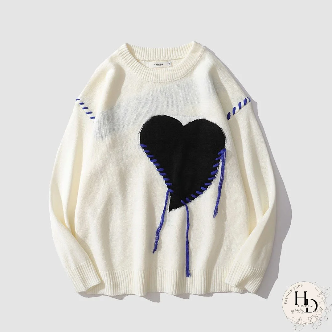 Heart Patch Embroidery Sweater