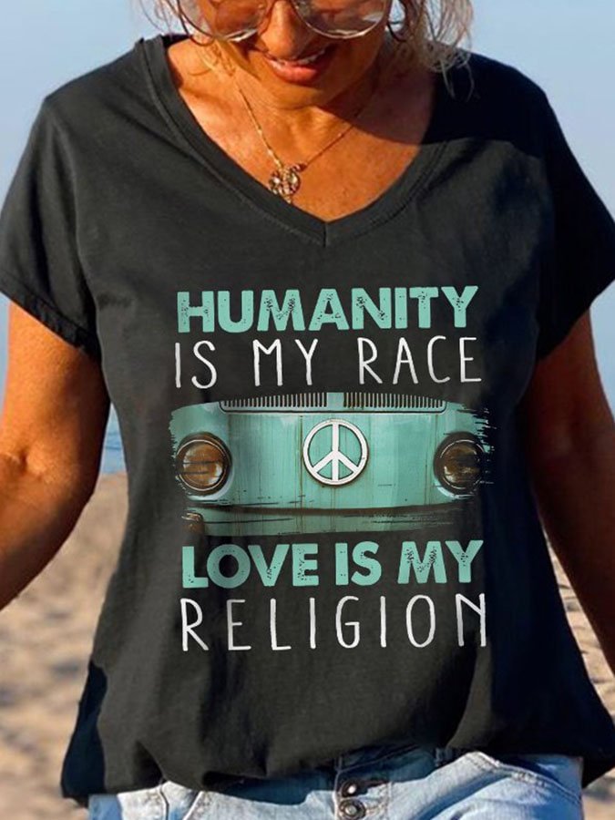 Humanity Is My Race Print T-Shirt