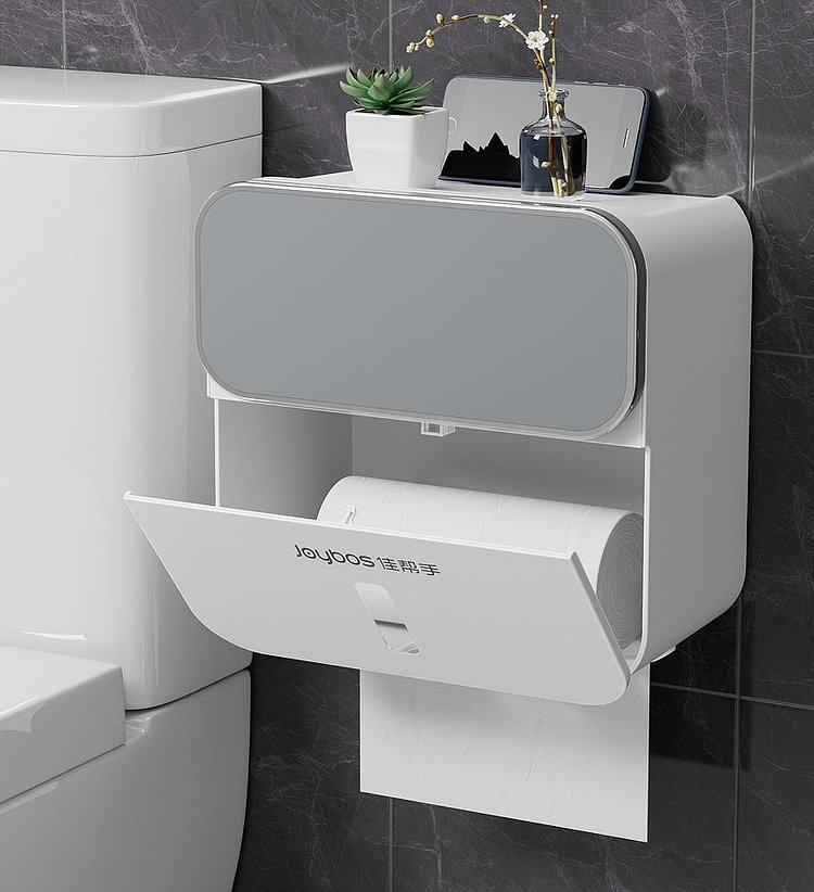 Toilet Paper Holder with Shelf and Drawer