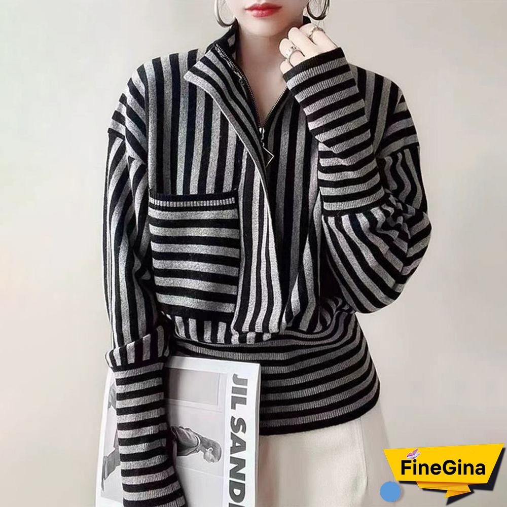 Black Striped Long Sleeve Top