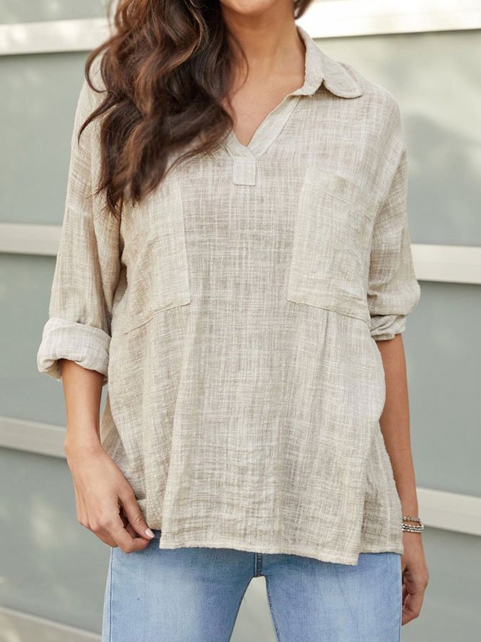 Casual Loose Solid Color Blouse
