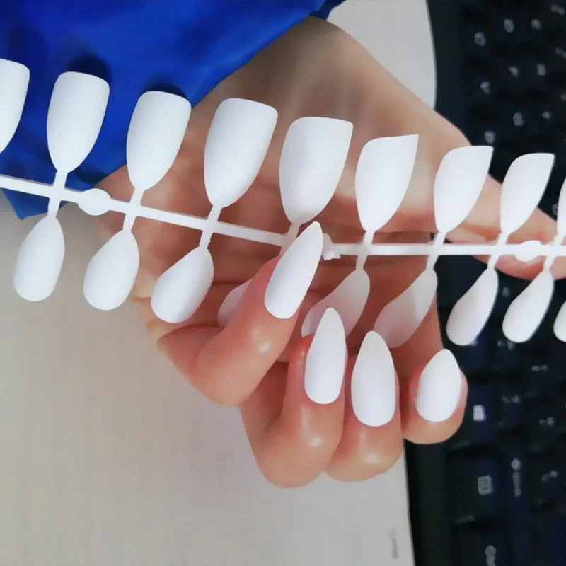 Free shipping fake nails Nail Art Decorations 24pcs Fake Nails Solid Color Frosted Matte Full Cover новогодние накладные ногти-Nail Inspo