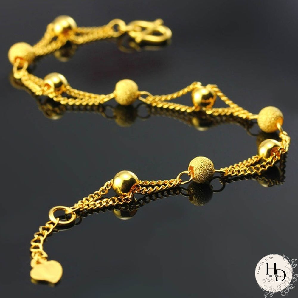 24K gold Fashion Bead Bracelet for Women gold color Friendship Bracelets Fine Jewelry