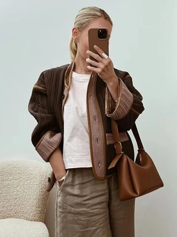 Fashion contrast color women's cotton coat Flusfy
