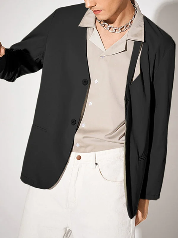 Aonga - Mens Solid Cutout Long Sleeve Blazer J