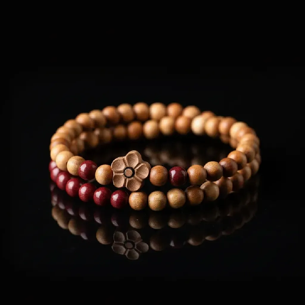 Heritage Peach Wood & Imperial Cinnabar Double-Wrap Bracelet