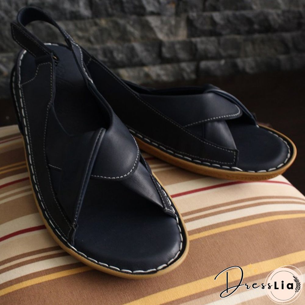 Women Leather Ethnic Summer Comfy Weave Soft Sole Sandals