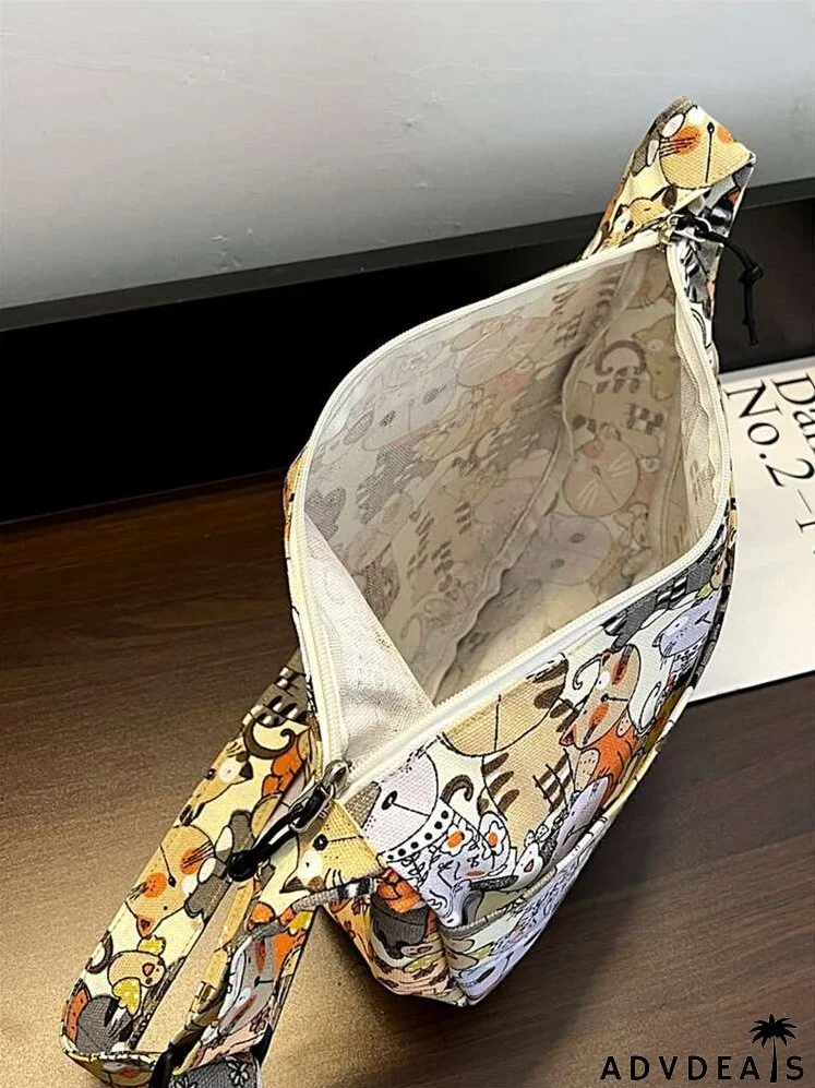 Cartoon Cat Graphic Bucket Bag