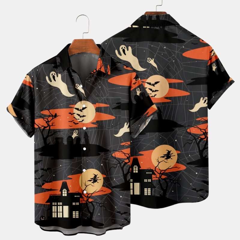 Men's Trendy Halloween Short Sleeve Shirt 