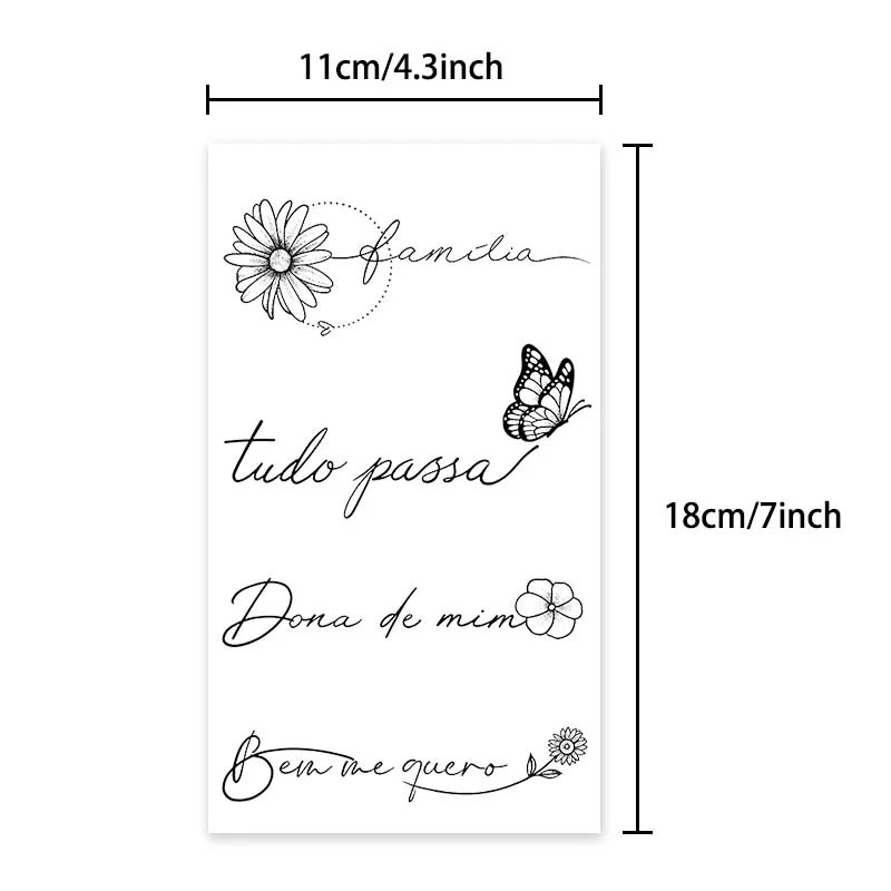 Sdrawing font sentence with butterfly, lasting 1-2 weeks waterproof, temporary tattoo stickers, semi-permanent fake tattoos
