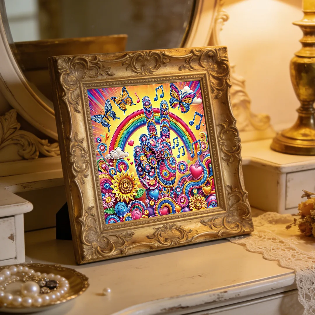 Diamond Painting - Partial Special Shaped Drill - Peace Hand(Canvas|30x30cm)