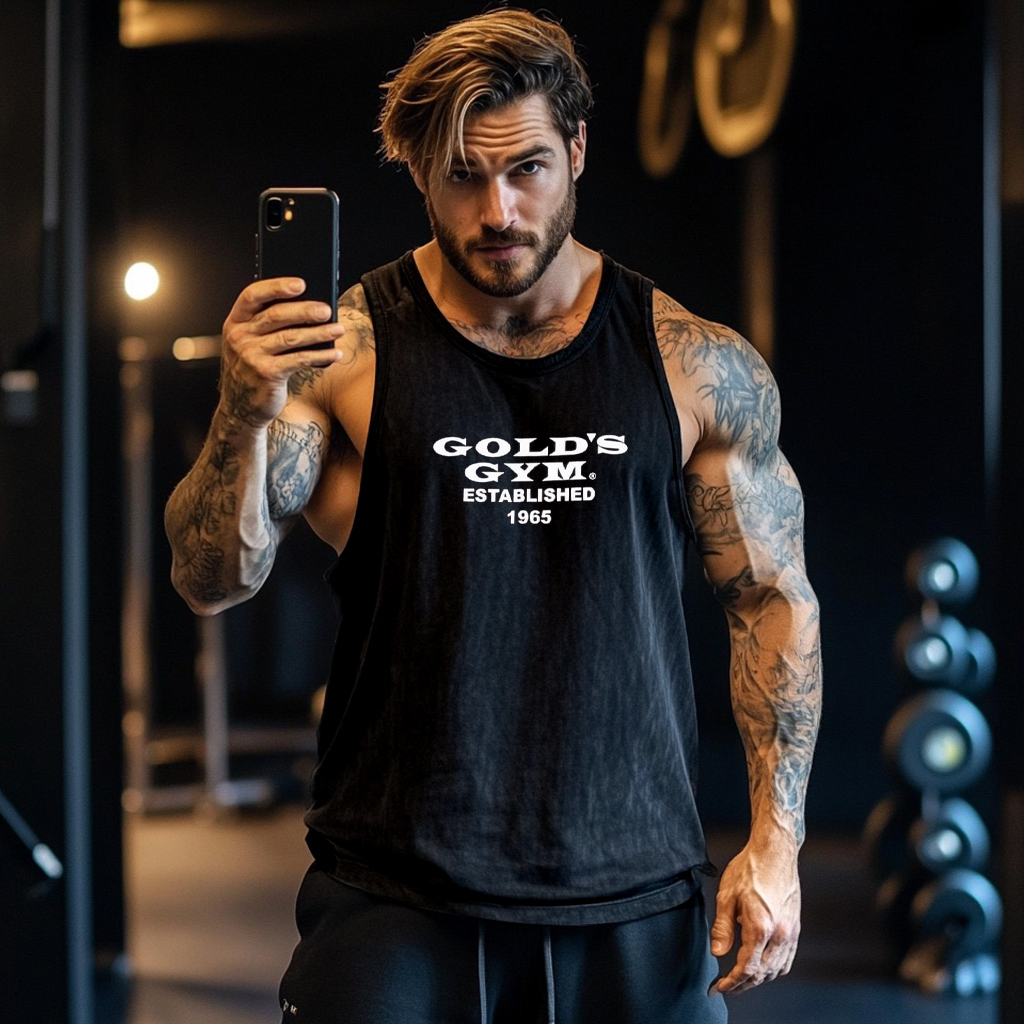 Vintage Gym Est 1965 Acid Washed Tank Top