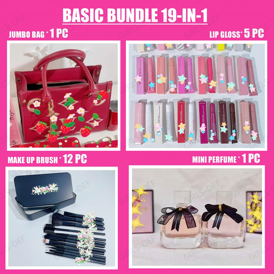 (PURPLE) Jumbo Designer Totebag and Designer Beauty 42-IN-1 Set