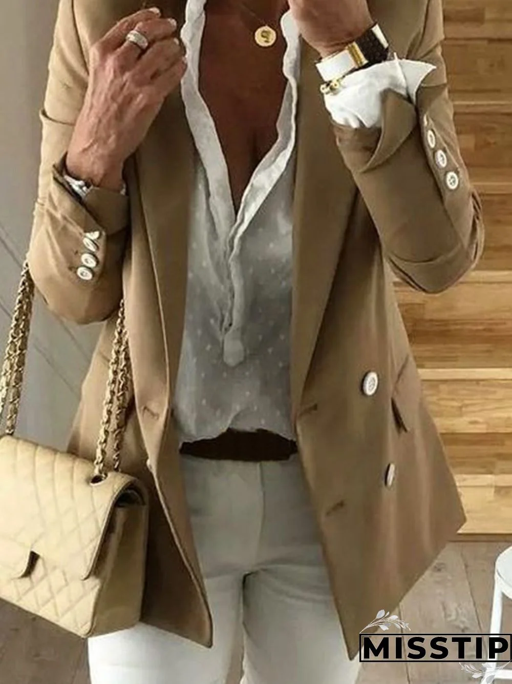 Casual Long Sleeve Outwears Blazer