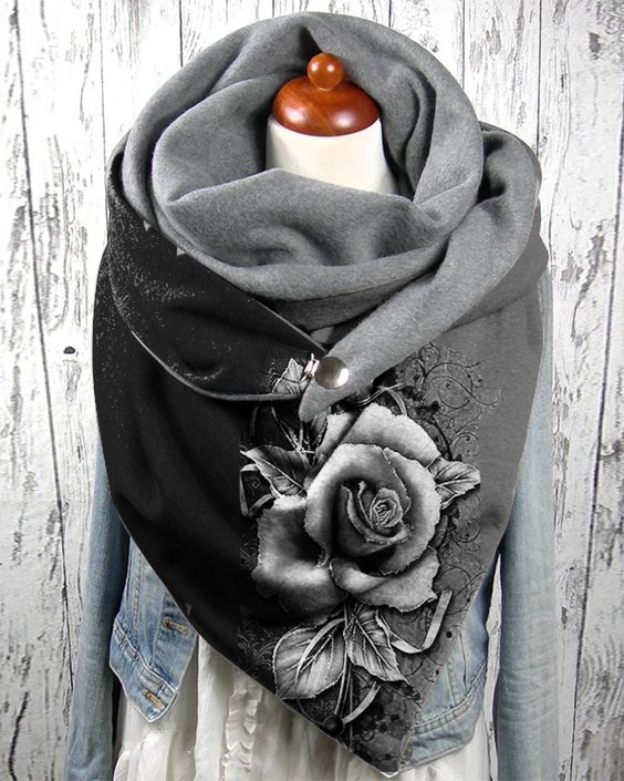 Casual retro flower print warm scarf