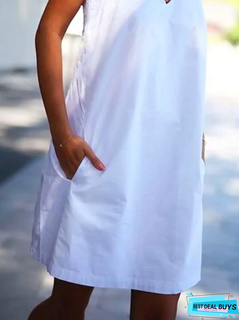 Casual Plain Sleeveless Weaving Dress