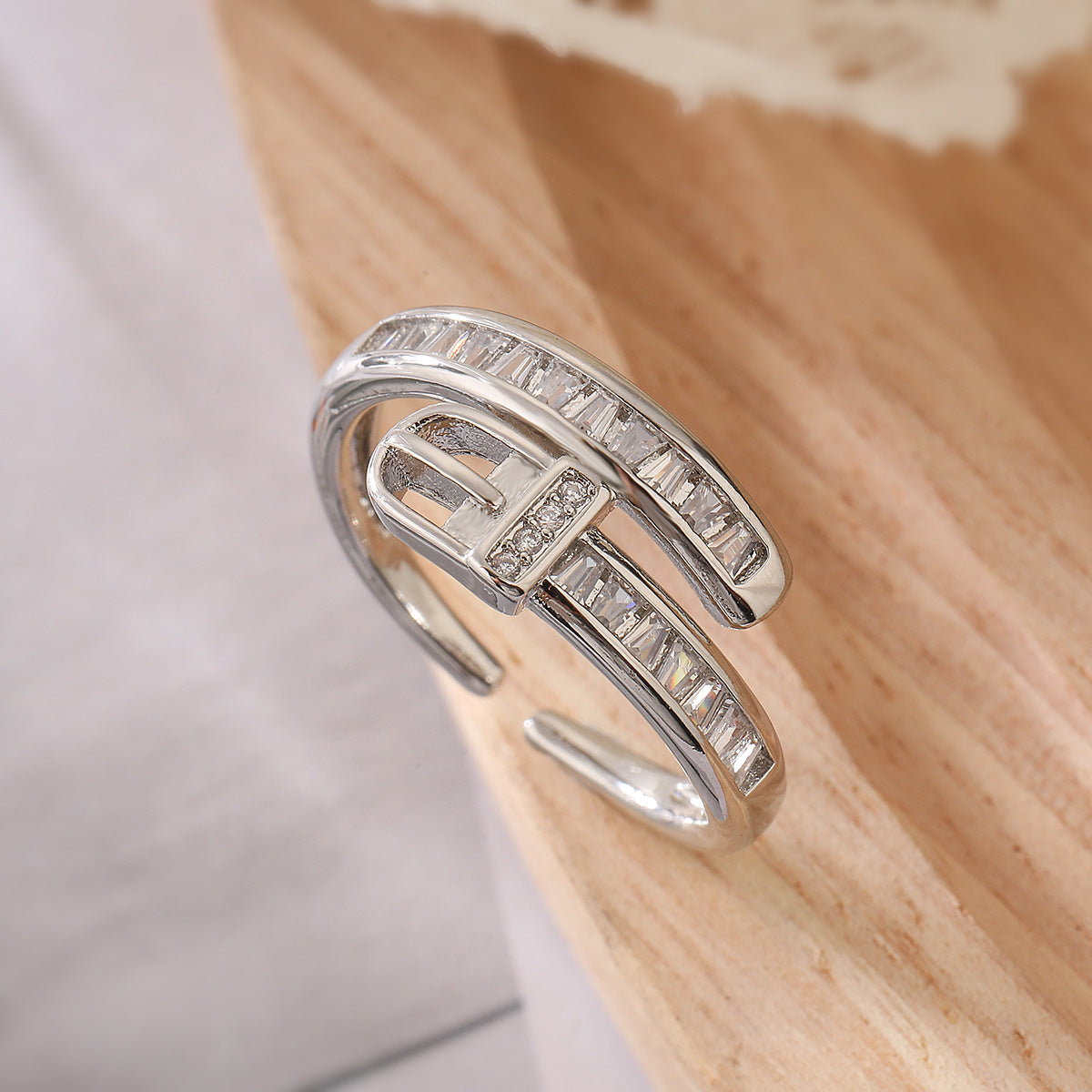 Minimalist Women Irregular Geometric Copper Inlay Rings