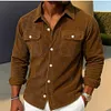  Men's Casual Corduroy Shirt with Chest Pockets - Perfect for Fall and Winter Outfits by Inlyline