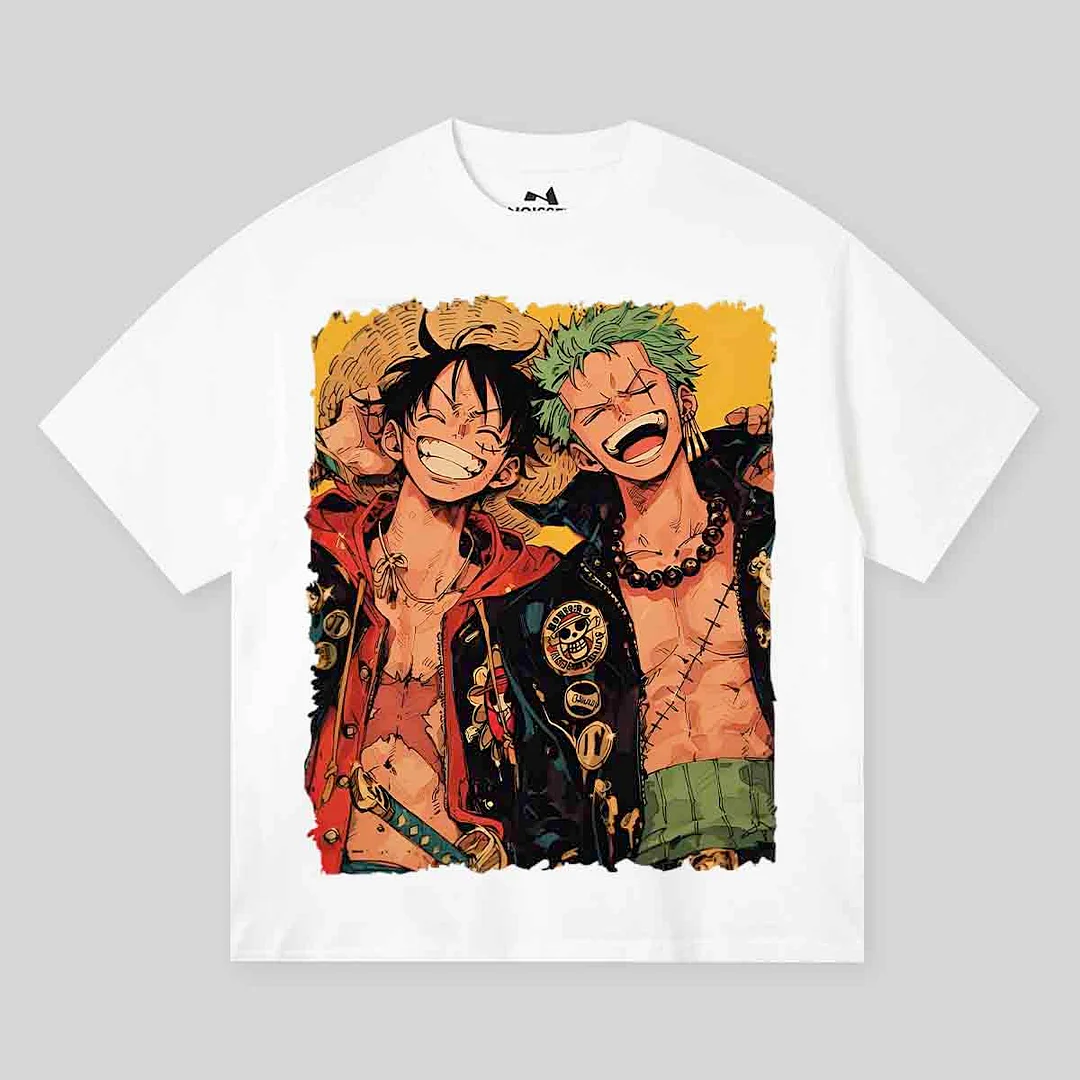 One Piece Luffy And Zoro Printed Men's Oversized T-shirts