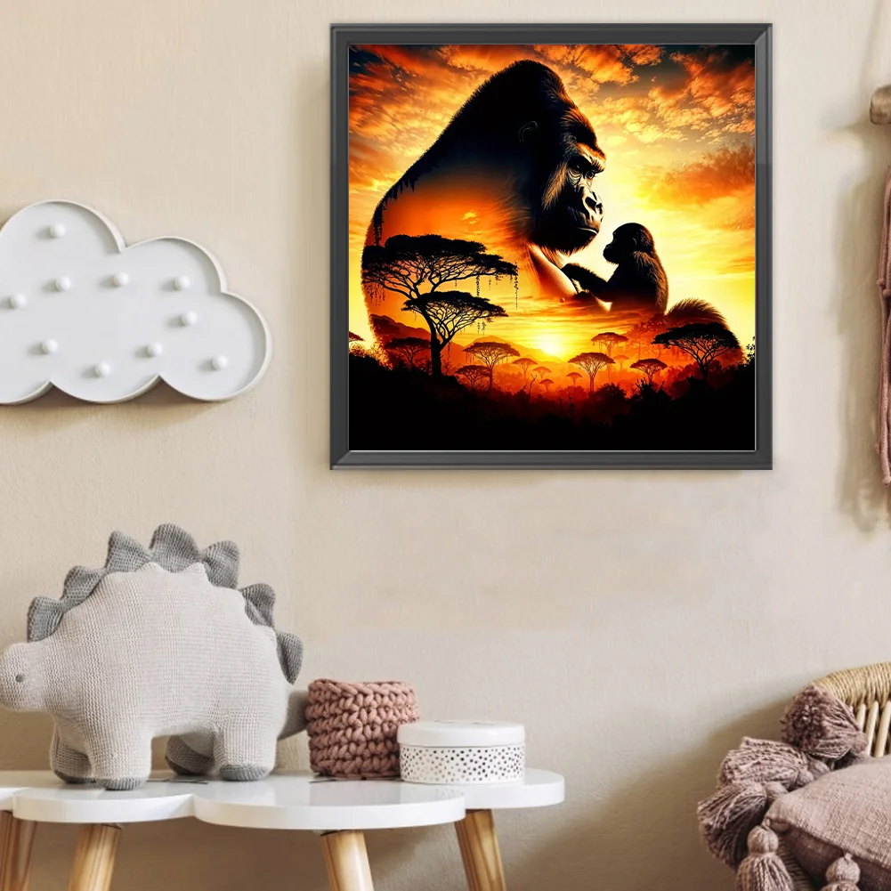 Diamond Painting - Full Round Drill - Gorilla Silhouette(Canvas|40*40cm)