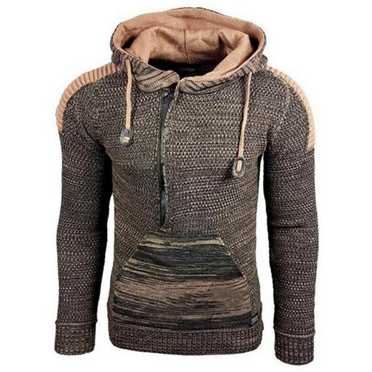 Men's Hooded Pullover Sweater Long Sleeve Knit Jacket