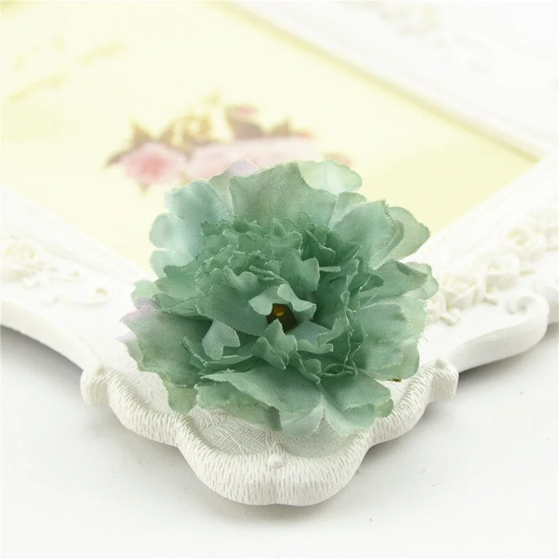 10pcs Cheap 4.5cm Mini Artificial Silk Flower Heads European Fall Vivid Peony For Wedding Home Decoration Chrismas Gift Crafts