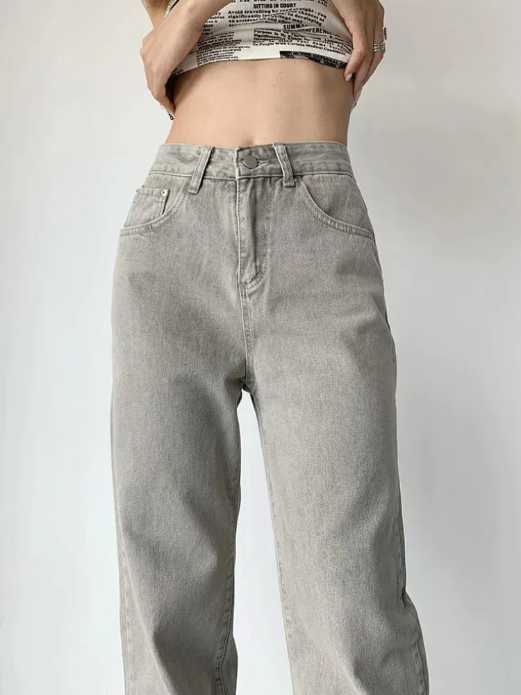 Brownm Straight Leg Gray Jeans
