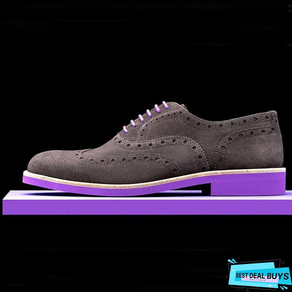 Men's Fashion Brogue Carved Suede Shoes
