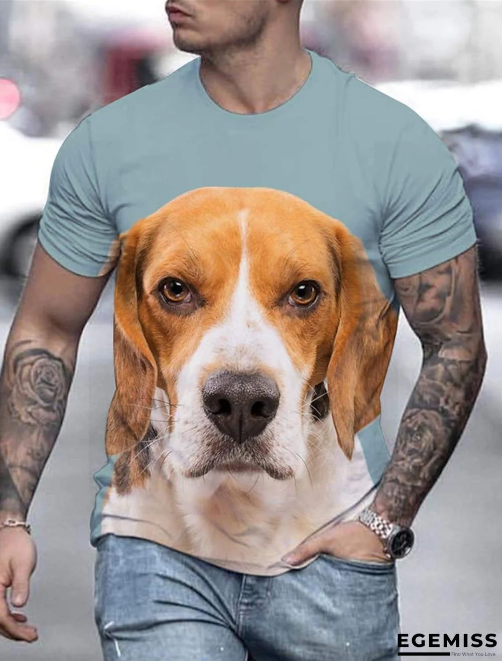 Men's Tee T shirt Shirt 3D Print Dog Animal Plus Size Print Short Sleeve Party Tops Chic & Modern Streetwear  Round Neck | EGEMISS