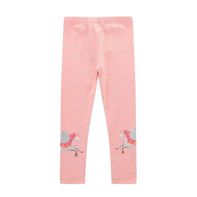 Girls Leggings Unicorn Pants 100% Cotton Girls's Trousers Kids Pants Casual Print Cartoon Pattern Children Printing Leggings