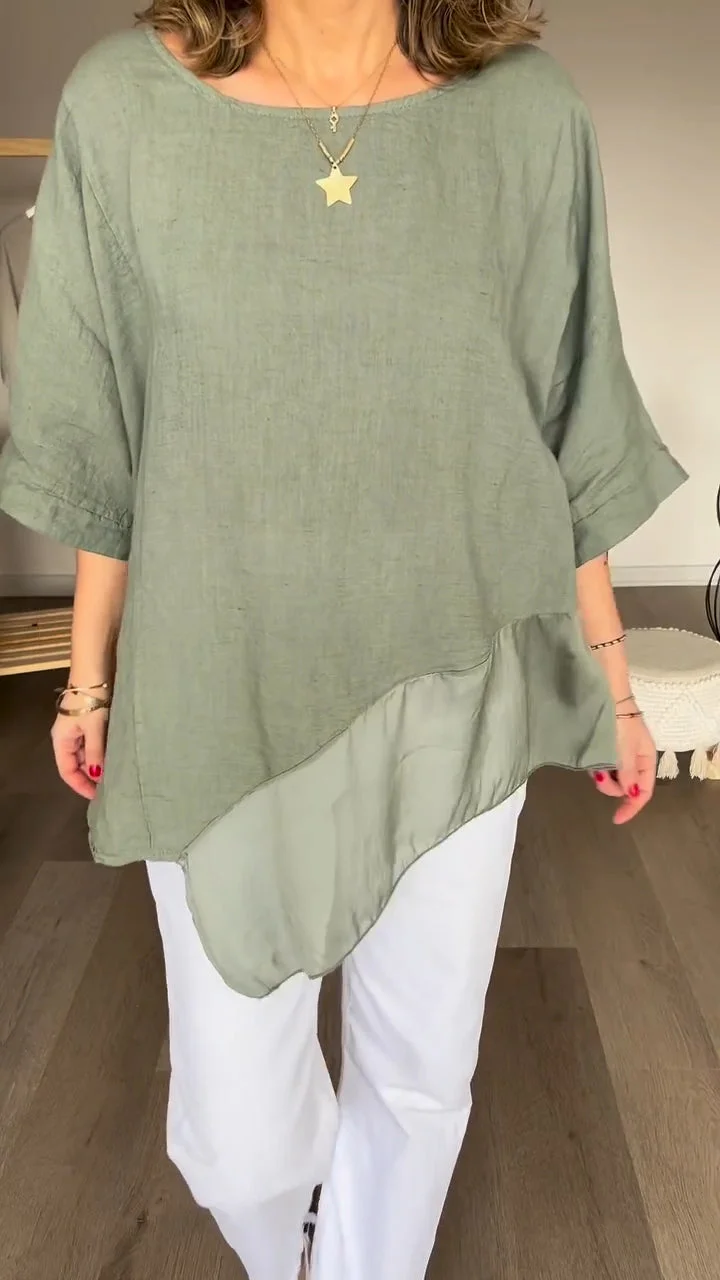 Chiffon Cotton and Linen Patchwork Top