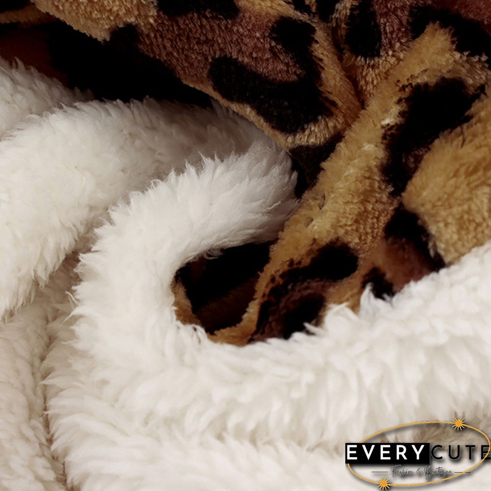 White Splice Leopard Zip Up Sweatshirt